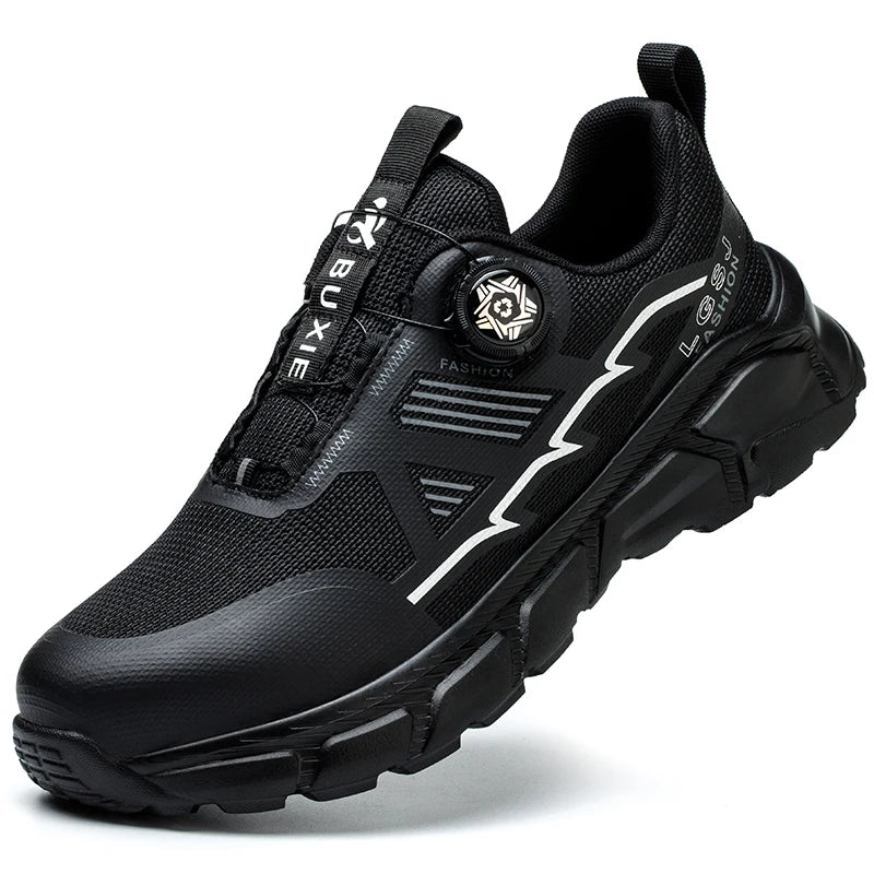 Rotating Button Men Shoes Security Sneakers Steel Toe Shoes Puncture-Proof work Shoes Anti-smash Sport Safety Shoes Protective - Shopfly.co.uk