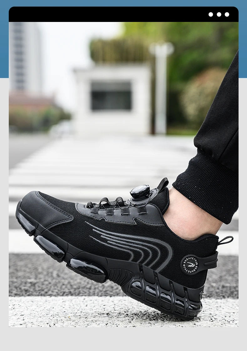 Rotating Button Safety Shoes Men Work Sneakers Indestructible Shoes Puncture-Proof Protective Shoes Work Boots Steel Toe Shoes - Shopfly.co.uk