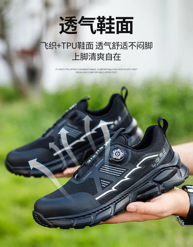 Rotating Button Men Shoes Security Sneakers Steel Toe Shoes Puncture-Proof work Shoes Anti-smash Sport Safety Shoes Protective - Shopfly.co.uk