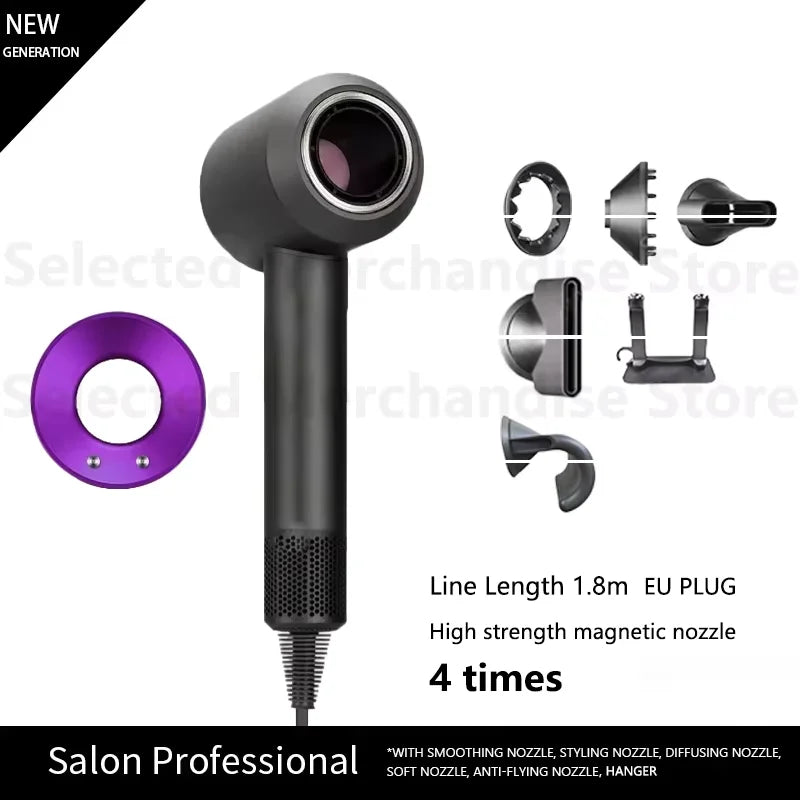 2025 New Professional Leafless Constant Temperature Negative Ion Attachment 5 Powerful Home Travel Portable Electric Hair Dryer - Shopfly.co.uk