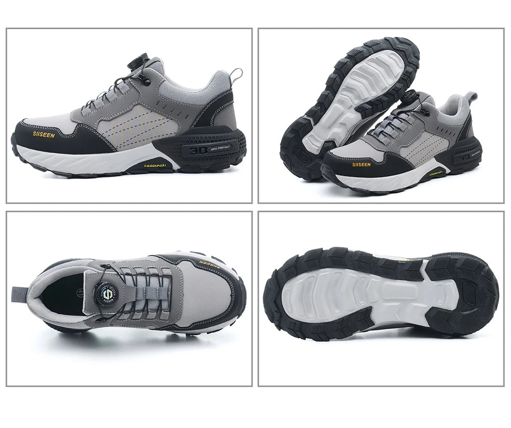 high-quality Work Safety Shoes for men Rotating button Work Sneakers Anti-smash Anti puncture Indestructible shoes Work Boots - Shopfly.co.uk