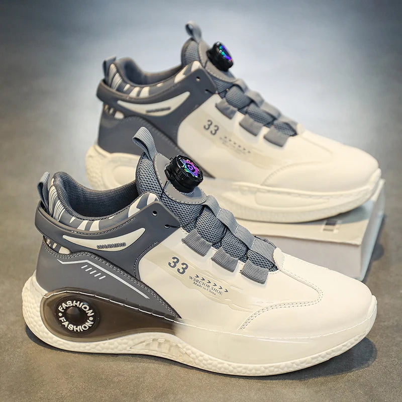 Mens Sneakers with Rotating Buckle Comfy Non Slip Lace up Durable Shoes for Mens Outdoor Activities - Shopfly.co.uk