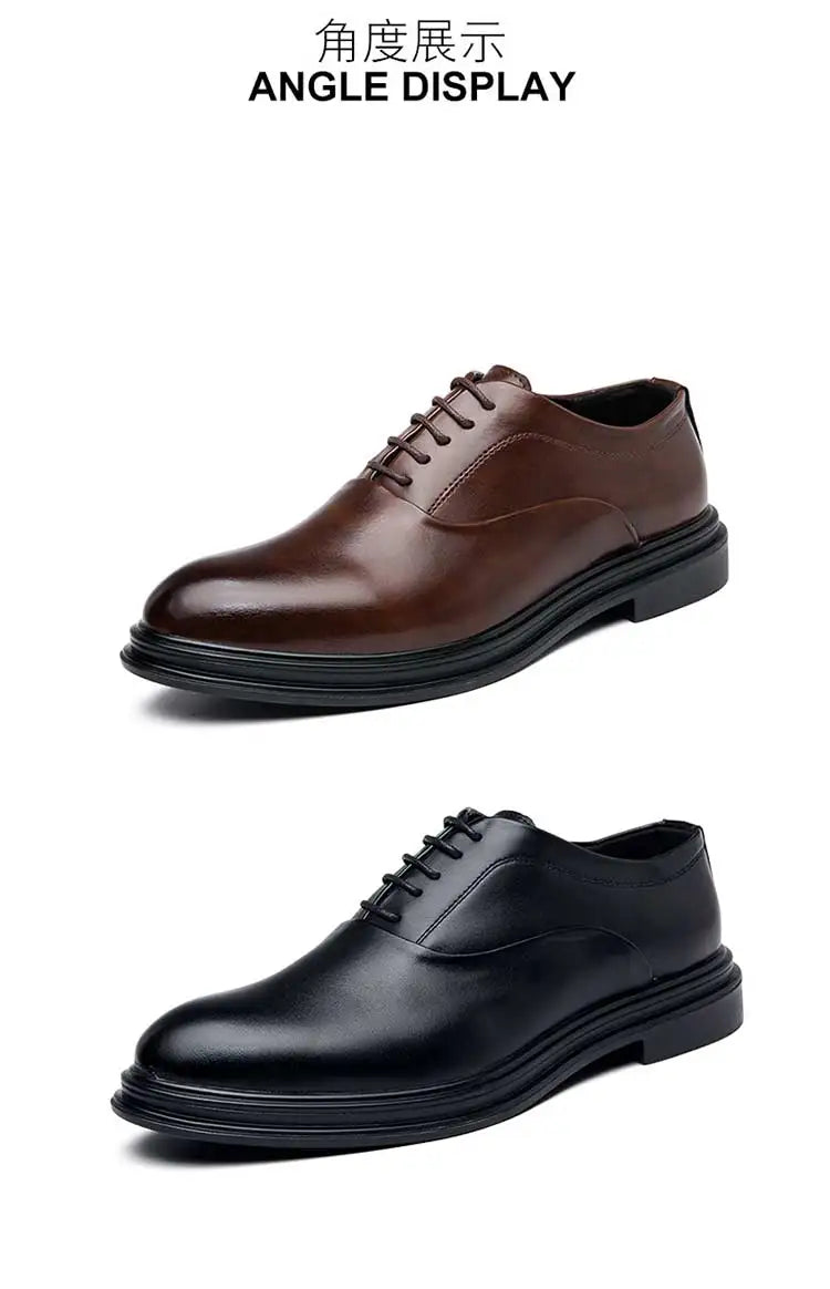 Business Formal Leather Shoes Men's Casual with Suit Low Top Solid Wedding Shoes Color Fashion Oxford Shoes Pointed Office Shoes - Shopfly.co.uk