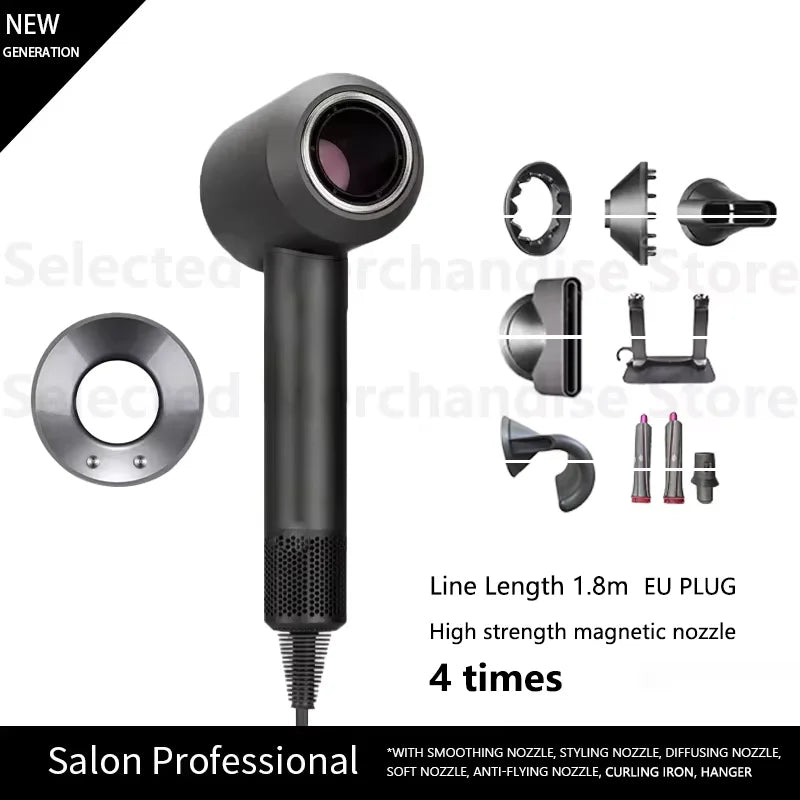 2025 New Professional Leafless Constant Temperature Negative Ion Attachment 5 Powerful Home Travel Portable Electric Hair Dryer - Shopfly.co.uk