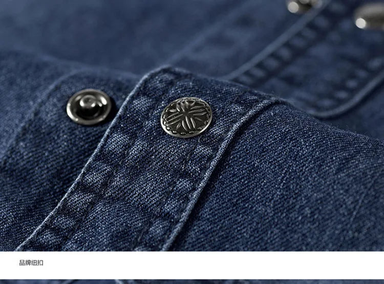 2025Men's Denim Jeans Shirt Long Sleeve 100% Cotton High Quality Handsome Hombre Casual Jean Shirt Top Male Shirts Plus Size 4XL