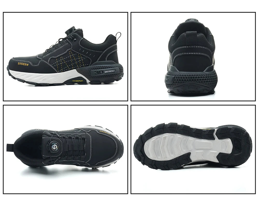 high-quality Work Safety Shoes for men Rotating button Work Sneakers Anti-smash Anti puncture Indestructible shoes Work Boots - Shopfly.co.uk