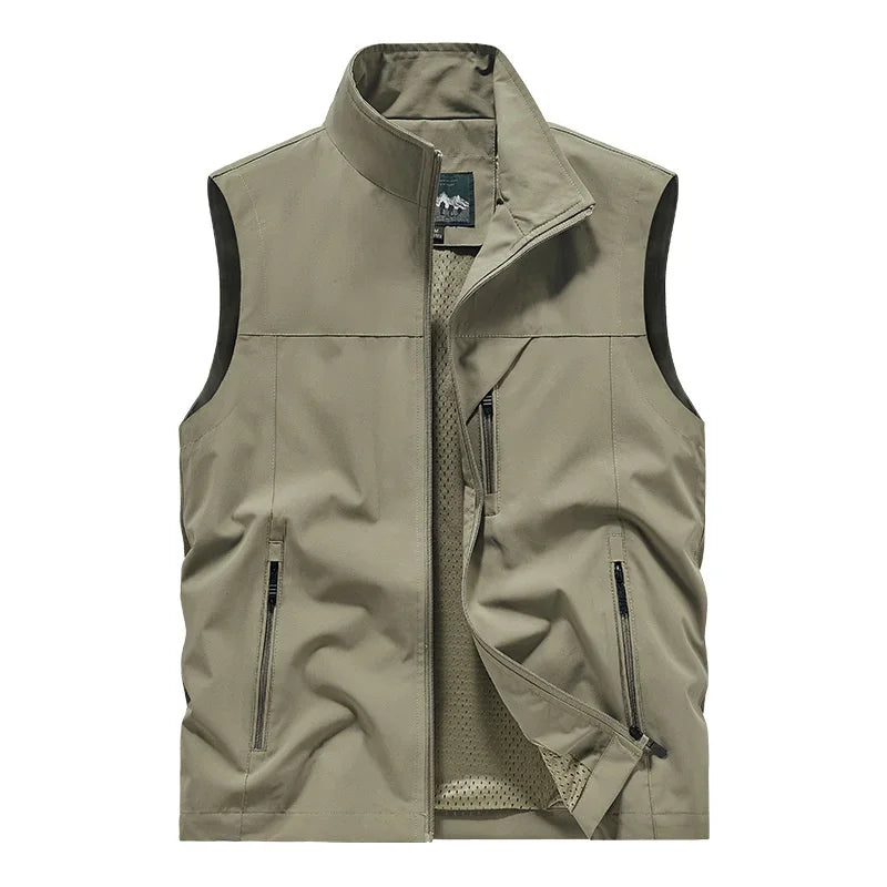 2024 New Fashion Men's Vest Windproof Solid Sleeveless Jacket Motorcycle Ourdoor Waterproof Biker Vest for Men Clothing - Shopfly.co.uk