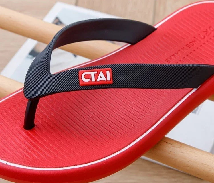 Red Flat Sandals Man Shiatsu Cheap Liquidation Summer Sale Slippers for Men Designer Luxury 2025 Fashion Mascullino Trend Shoes - Shopfly.co.uk