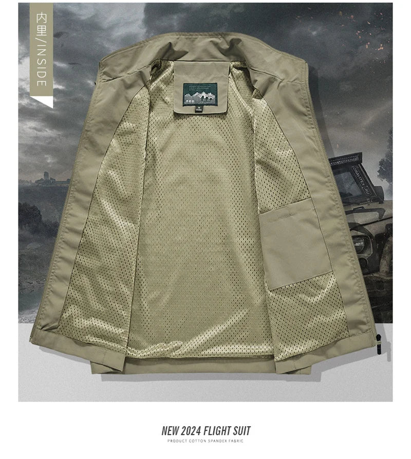 2024 New Fashion Men's Vest Windproof Solid Sleeveless Jacket Motorcycle Ourdoor Waterproof Biker Vest for Men Clothing - Shopfly.co.uk