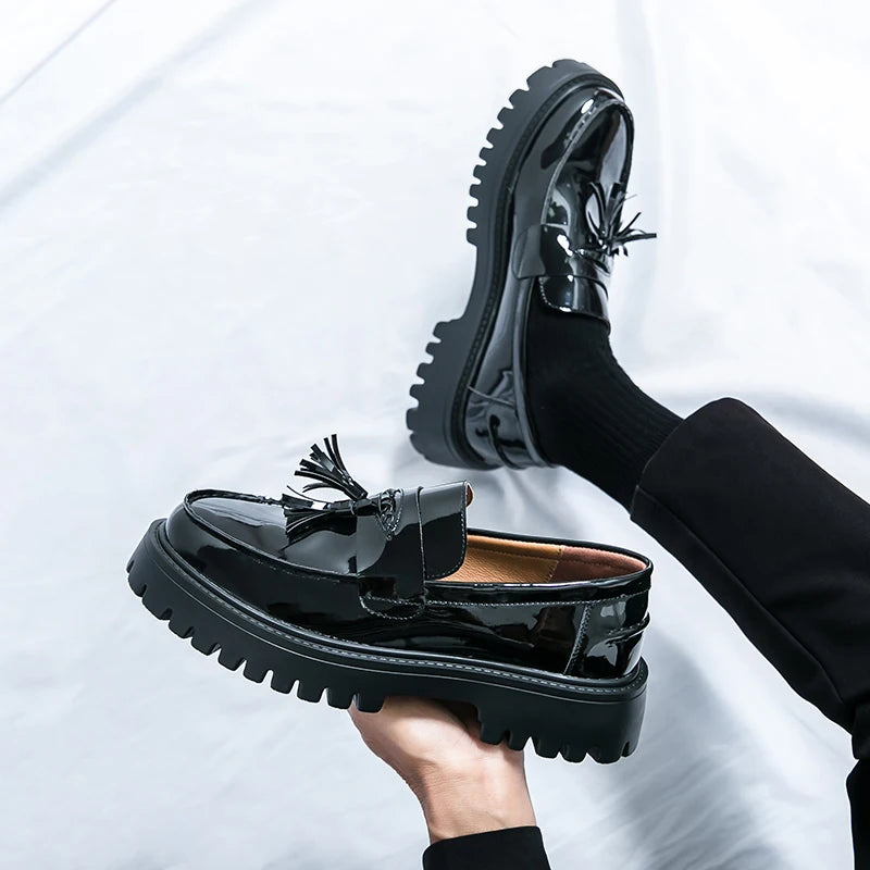 Casual Shoes Mens Comfortable Driving Loafers Light Moccasins Men Fashion Sequins Bling Party Wedding Black Dress Flats Tassel - Shopfly.co.uk