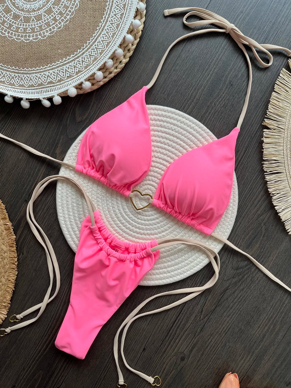 RUOTONSEPT Sexy Halter Solid color Bikini Set Women's Swimsuit Two-piece Triangle Thong Swimwear Bathing Suit Brazilian Biquinis - Shopfly.co.uk