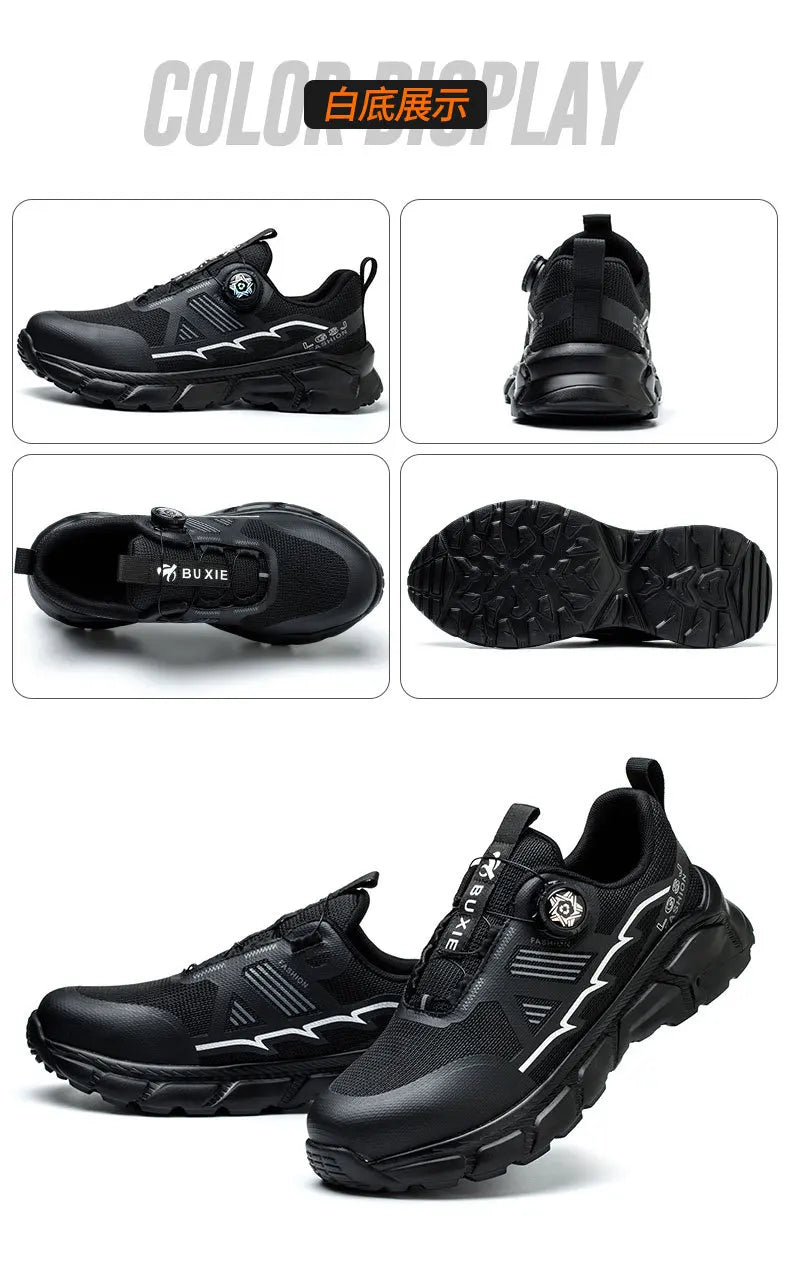 Rotating Button Men Shoes Security Sneakers Steel Toe Shoes Puncture-Proof work Shoes Anti-smash Sport Safety Shoes Protective - Shopfly.co.uk