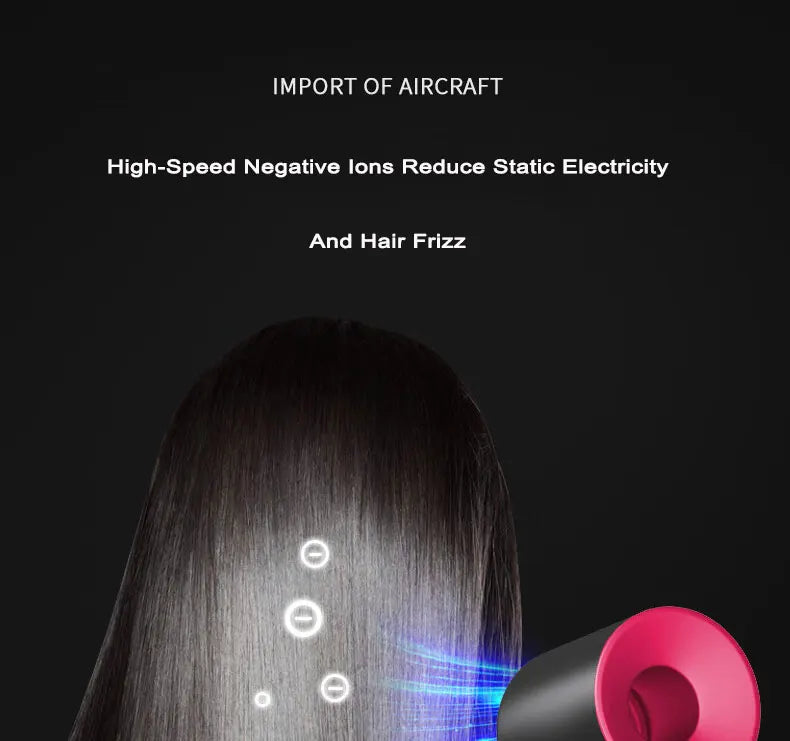 2025 New Professional Leafless Constant Temperature Negative Ion Attachment 5 Powerful Home Travel Portable Electric Hair Dryer - Shopfly.co.uk