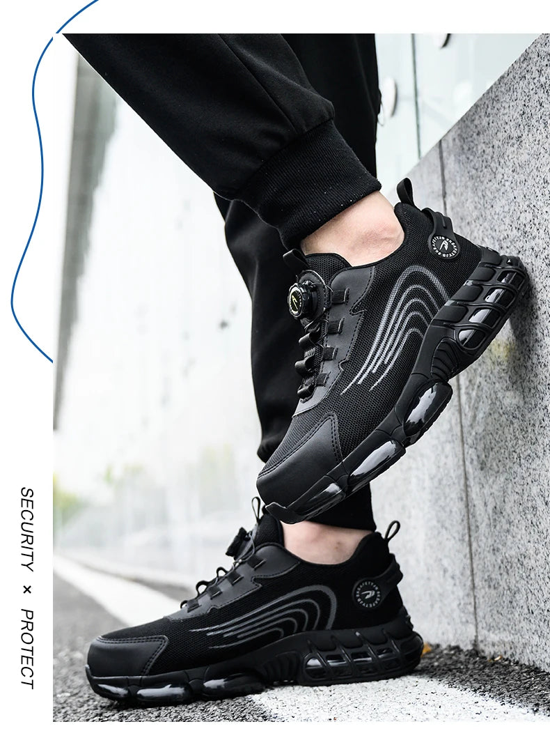 Rotating Button Safety Shoes Men Work Sneakers Indestructible Shoes Puncture-Proof Protective Shoes Work Boots Steel Toe Shoes - Shopfly.co.uk