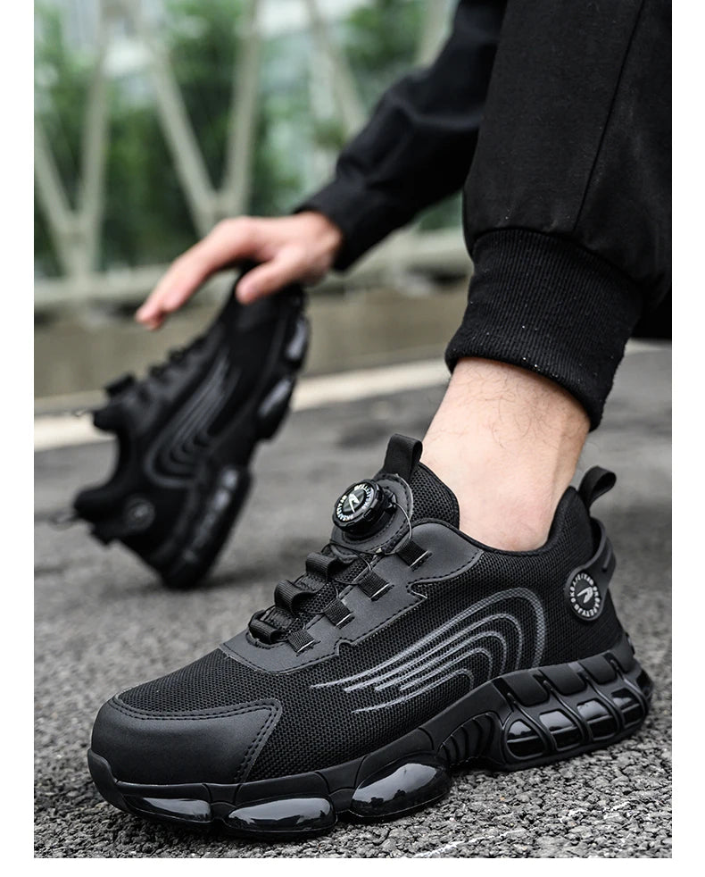 Rotating Button Safety Shoes Men Work Sneakers Indestructible Shoes Puncture-Proof Protective Shoes Work Boots Steel Toe Shoes - Shopfly.co.uk