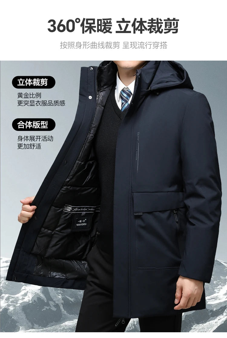 Business Men Thick Winter Big Hood Collar Warm Parka Waterproof Windproof NEW -40 Degrees Top Quality White Duck Down Jacket Men - Shopfly.co.uk