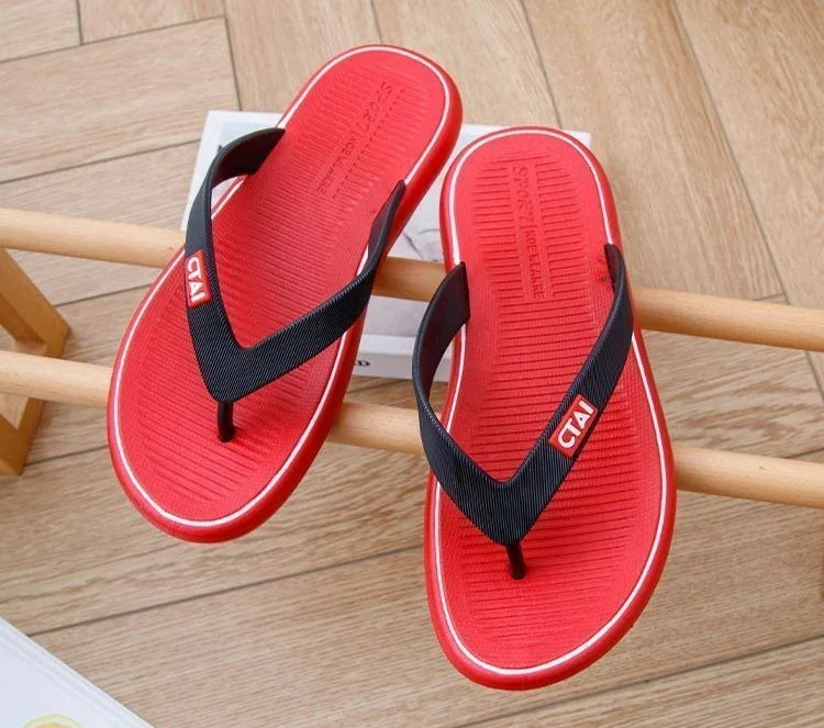 Red Flat Sandals Man Shiatsu Cheap Liquidation Summer Sale Slippers for Men Designer Luxury 2025 Fashion Mascullino Trend Shoes - Shopfly.co.uk