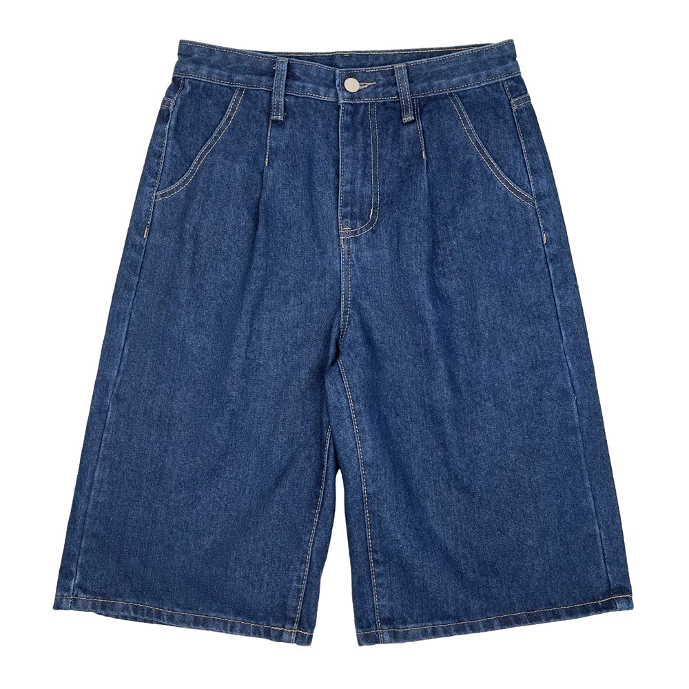 Women's jean shorts, street style, fitted design, denim fabric, mid-rise waist, comfortable and fashionable street style, casual