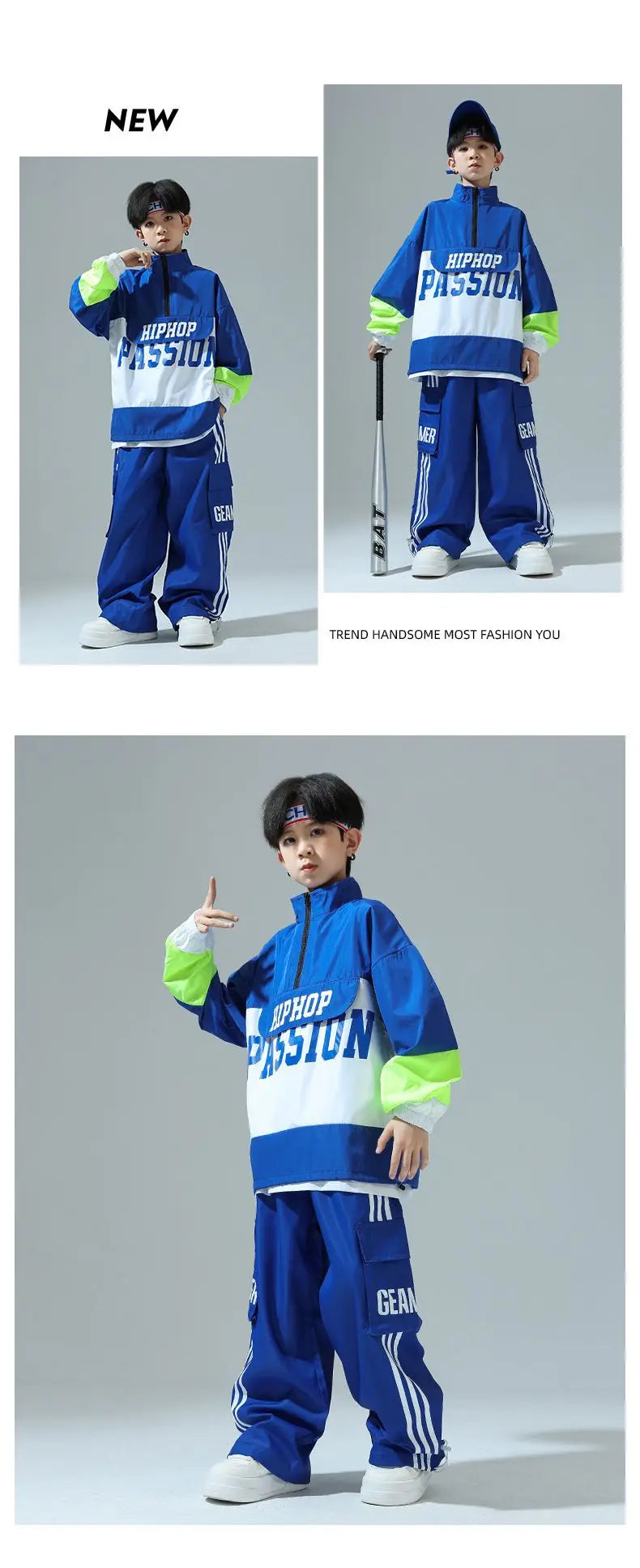 Boys Hip Hop Pullover Street Dance Cargo Pants Girls High Collar Sweatshirt Outfits Kids Jazz Sport Clothes Set Child Streetwear - Shopfly.co.uk