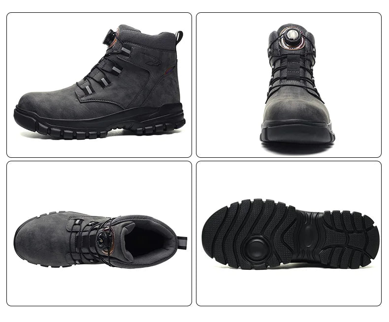 Waterproof Safety Boots Men Indestructible Steel Toe Work Boots Anti-smash Stab-resistant Safety Shoes Biker Botas Para Hombre - Shopfly.co.uk