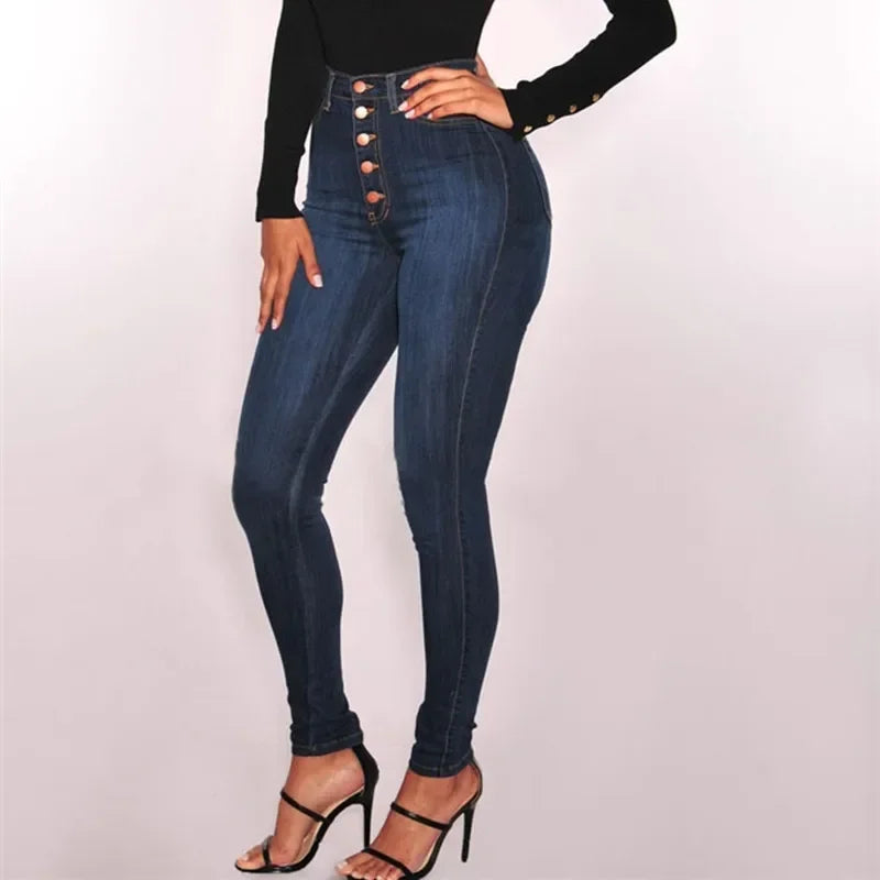 2024 New Jeans For Women High Waist Push Up Jeans High Elastic Stretch Ladies Mom Jeans Female Washed Denim Skinny Pencil Pants