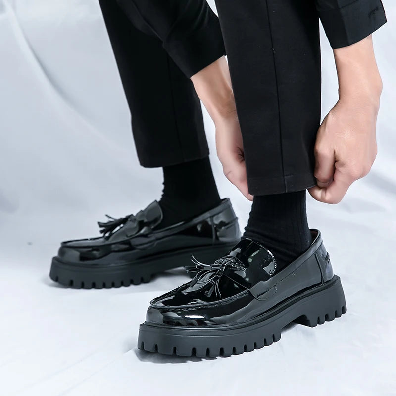 Casual Shoes Mens Comfortable Driving Loafers Light Moccasins Men Fashion Sequins Bling Party Wedding Black Dress Flats Tassel - Shopfly.co.uk