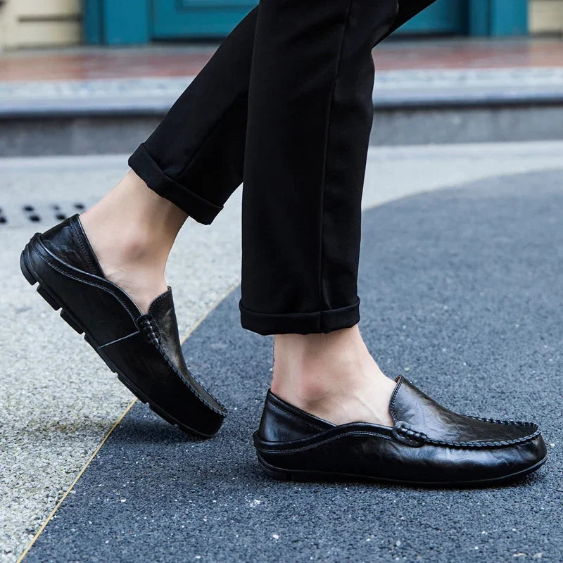 Men Shoes Casual Genuine Leather Mens Loafers Moccasins Designer Slip on Boat Shoes High Quality Chaussure Homme Plus Size 37-47 - Shopfly.co.uk