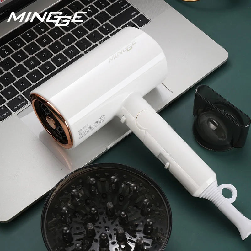 Popular Foldable Hair Dryer 1800W Blue Light Negative Ion Super Silent US/EU/UK/Plug 110V/220V Home Barber Recommended - Shopfly.co.uk