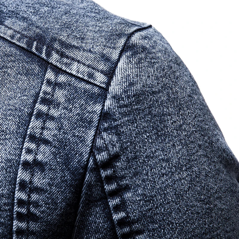 Jean jacket men's autumn and winter 2023 new fashion cool retro fashion slim stand collar motorcyclejacket