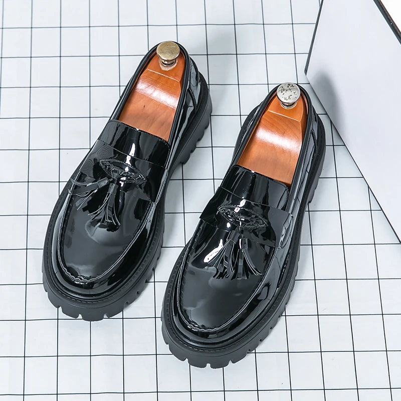 Casual Shoes Mens Comfortable Driving Loafers Light Moccasins Men Fashion Sequins Bling Party Wedding Black Dress Flats Tassel - Shopfly.co.uk