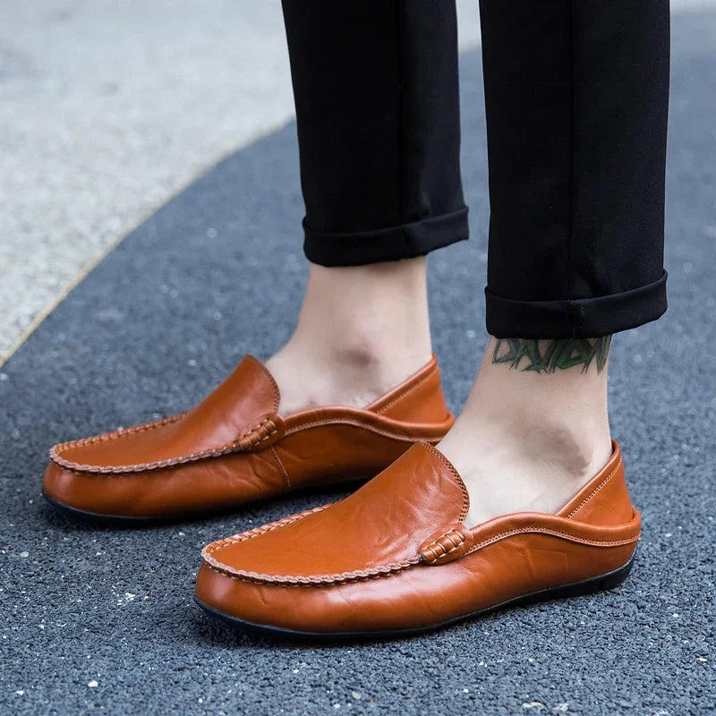 Men Shoes Casual Genuine Leather Mens Loafers Moccasins Designer Slip on Boat Shoes High Quality Chaussure Homme Plus Size 37-47 - Shopfly.co.uk