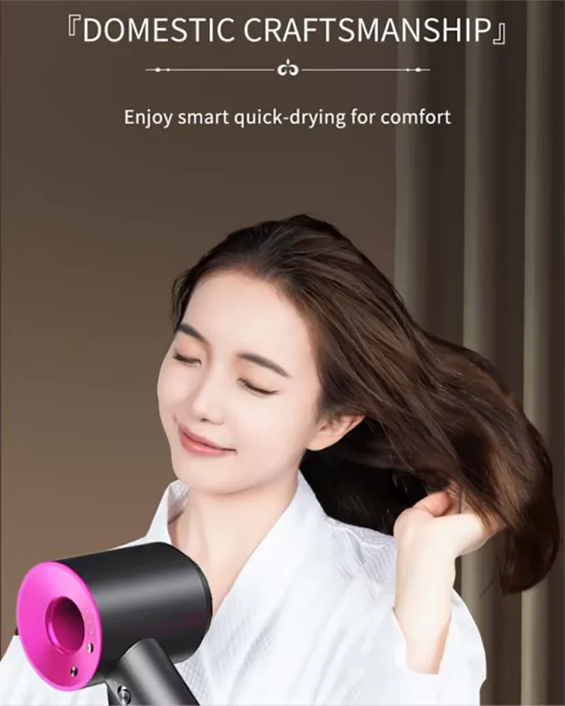 2025 New Professional Leafless Constant Temperature Negative Ion Attachment 5 Powerful Home Travel Portable Electric Hair Dryer - Shopfly.co.uk