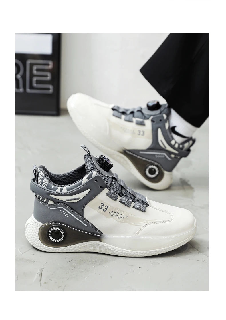 Mens Sneakers with Rotating Buckle Comfy Non Slip Lace up Durable Shoes for Mens Outdoor Activities - Shopfly.co.uk