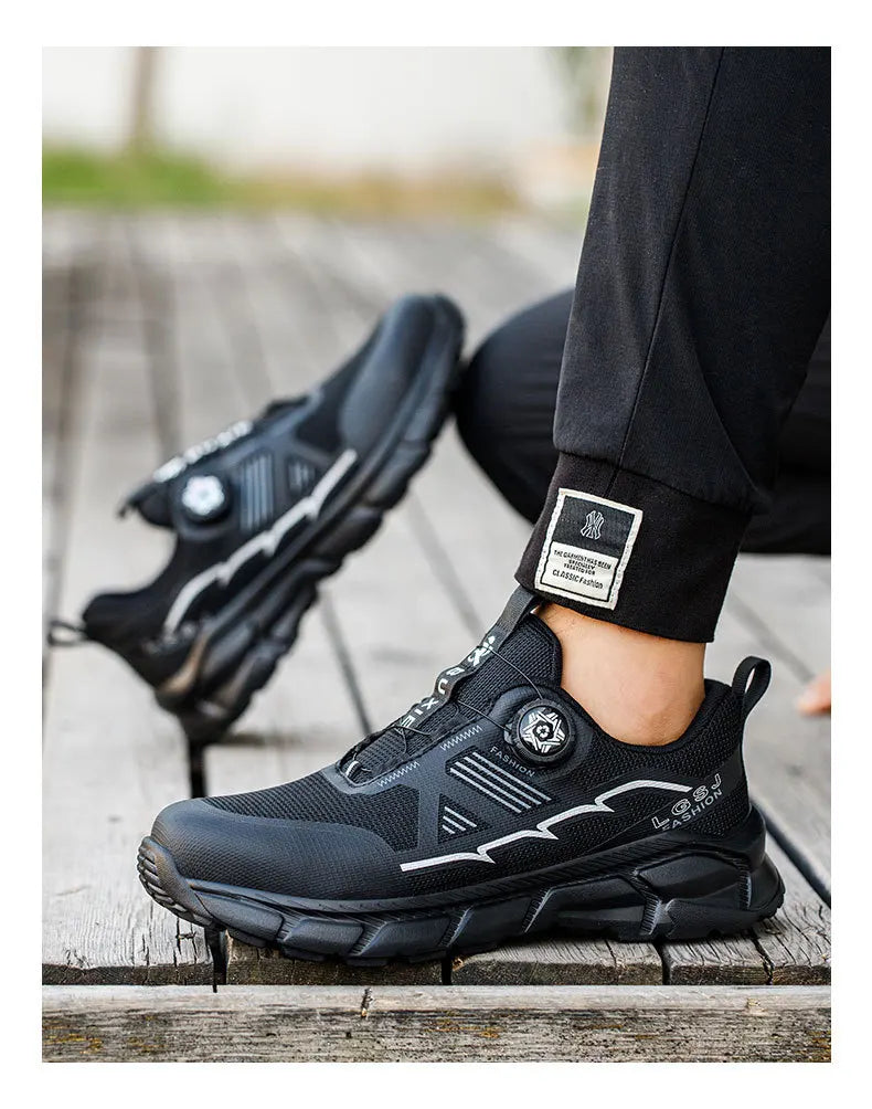 Rotating Button Men Shoes Security Sneakers Steel Toe Shoes Puncture-Proof work Shoes Anti-smash Sport Safety Shoes Protective - Shopfly.co.uk