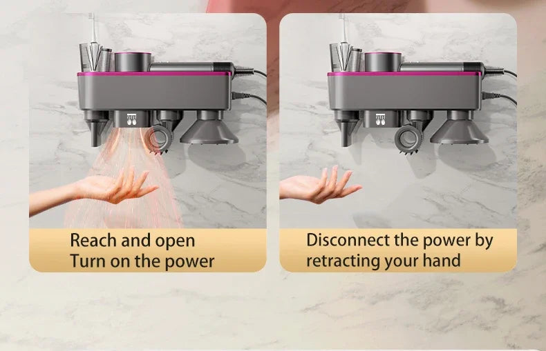 For Dyson Xiaomi Hair Dryer Shelf Wall Mounted Hair Dryer Rack Change Into Automatic Hand Dryer with Storage Box hanger - Shopfly.co.uk
