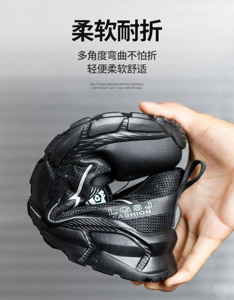 Rotating Button Men Shoes Security Sneakers Steel Toe Shoes Puncture-Proof work Shoes Anti-smash Sport Safety Shoes Protective - Shopfly.co.uk