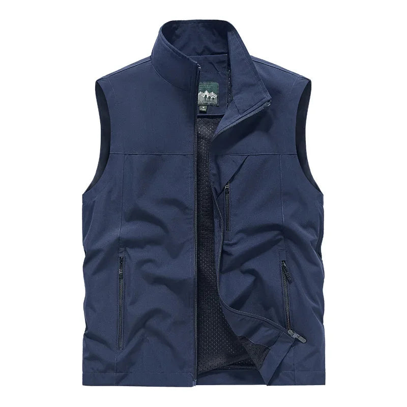2024 New Fashion Men's Vest Windproof Solid Sleeveless Jacket Motorcycle Ourdoor Waterproof Biker Vest for Men Clothing - Shopfly.co.uk