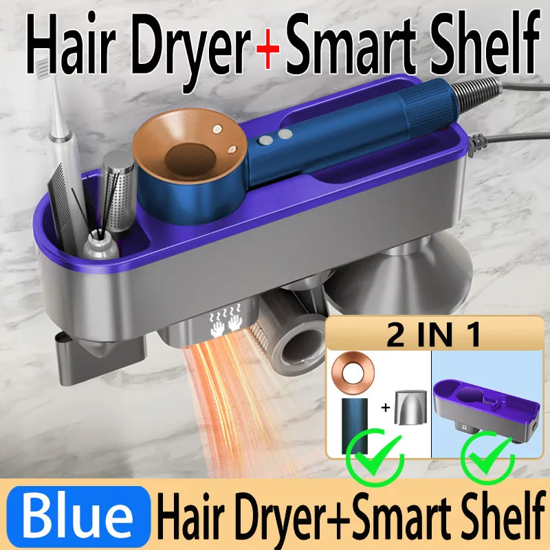 For Dyson Xiaomi Hair Dryer Shelf Wall Mounted Hair Dryer Rack Change Into Automatic Hand Dryer with Storage Box hanger - Shopfly.co.uk