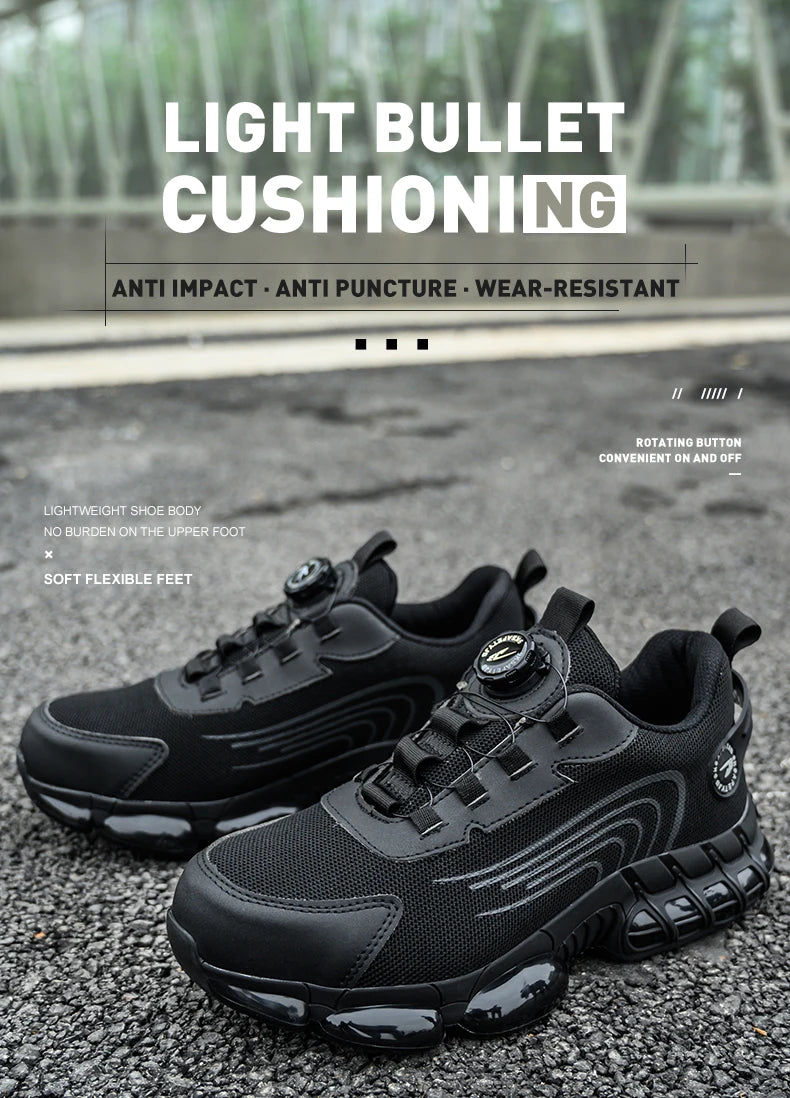 Rotating Button Safety Shoes Men Work Sneakers Indestructible Shoes Puncture-Proof Protective Shoes Work Boots Steel Toe Shoes - Shopfly.co.uk