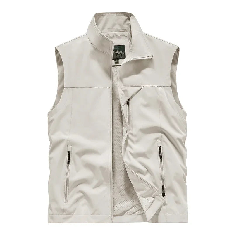 2024 New Fashion Men's Vest Windproof Solid Sleeveless Jacket Motorcycle Ourdoor Waterproof Biker Vest for Men Clothing - Shopfly.co.uk