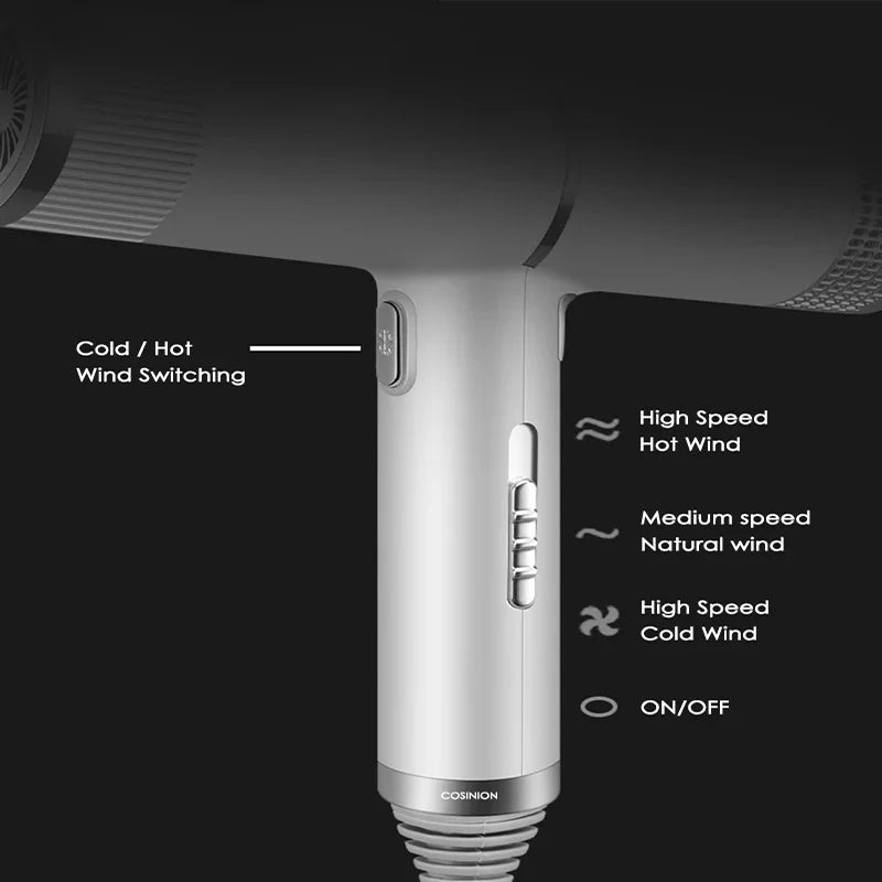 Low noise cold and hot negative ion hair dryer Intelligent temperature adjustable quick drying leafless hair dryer - Shopfly.co.uk