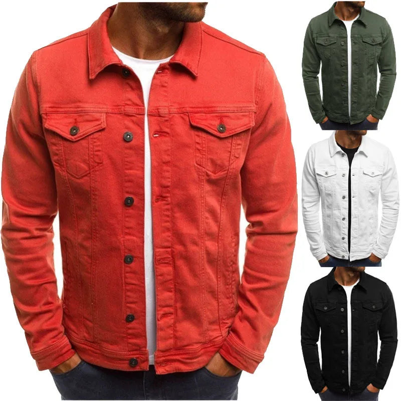Mens Denim Jacket Solid Fashion Male Jeans Jackets Slim Fit Casual Streetwear Vintage Men Jean Outwear Clothing M-4Xl