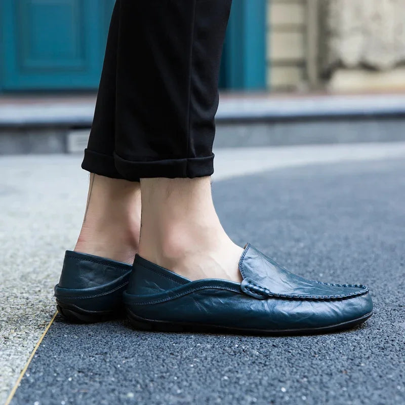 Men Shoes Casual Genuine Leather Mens Loafers Moccasins Designer Slip on Boat Shoes High Quality Chaussure Homme Plus Size 37-47 - Shopfly.co.uk