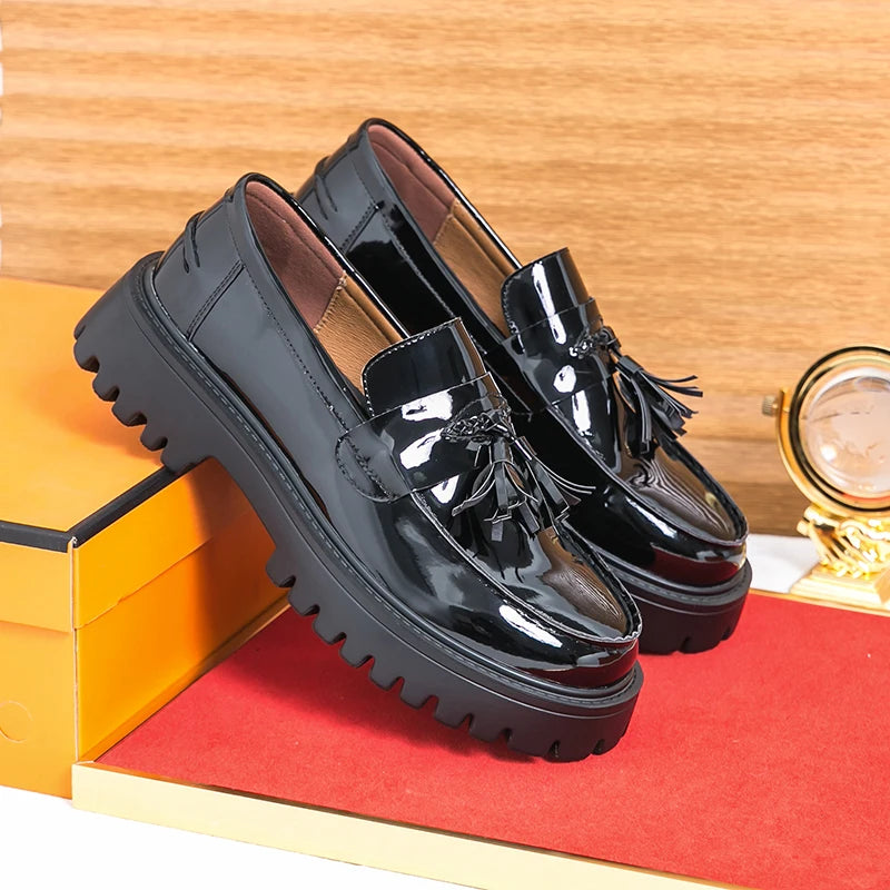 Casual Shoes Mens Comfortable Driving Loafers Light Moccasins Men Fashion Sequins Bling Party Wedding Black Dress Flats Tassel - Shopfly.co.uk