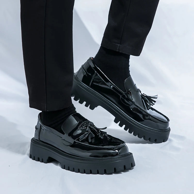Casual Shoes Mens Comfortable Driving Loafers Light Moccasins Men Fashion Sequins Bling Party Wedding Black Dress Flats Tassel - Shopfly.co.uk