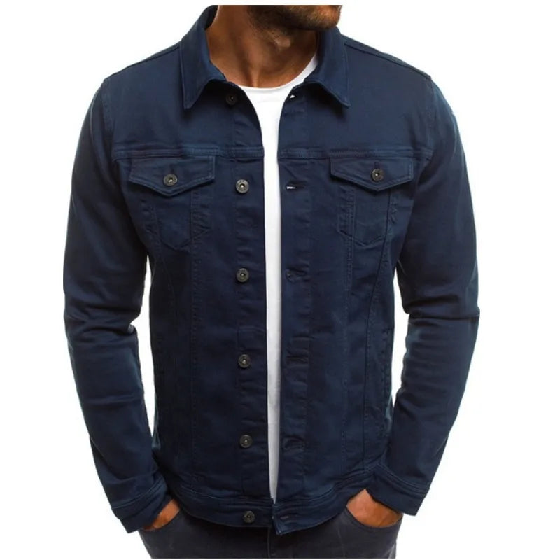 Mens Denim Jacket Solid Fashion Male Jeans Jackets Slim Fit Casual Streetwear Vintage Men Jean Outwear Clothing M-4Xl