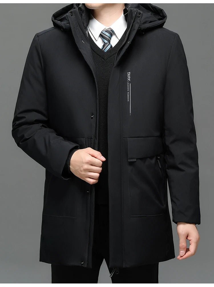 Business Men Thick Winter Big Hood Collar Warm Parka Waterproof Windproof NEW -40 Degrees Top Quality White Duck Down Jacket Men - Shopfly.co.uk