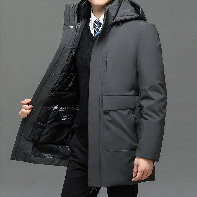Business Men Thick Winter Big Hood Collar Warm Parka Waterproof Windproof NEW -40 Degrees Top Quality White Duck Down Jacket Men - Shopfly.co.uk