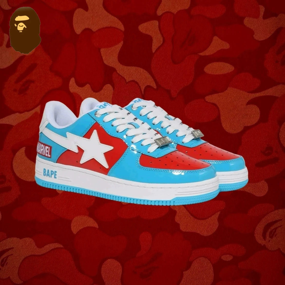 A BATHING APE Bape Sta X Marvel Hero Collection Co Branded Niche Street Vibe Fashion Casual Board Shoes Trend Shoes - Shopfly.co.uk