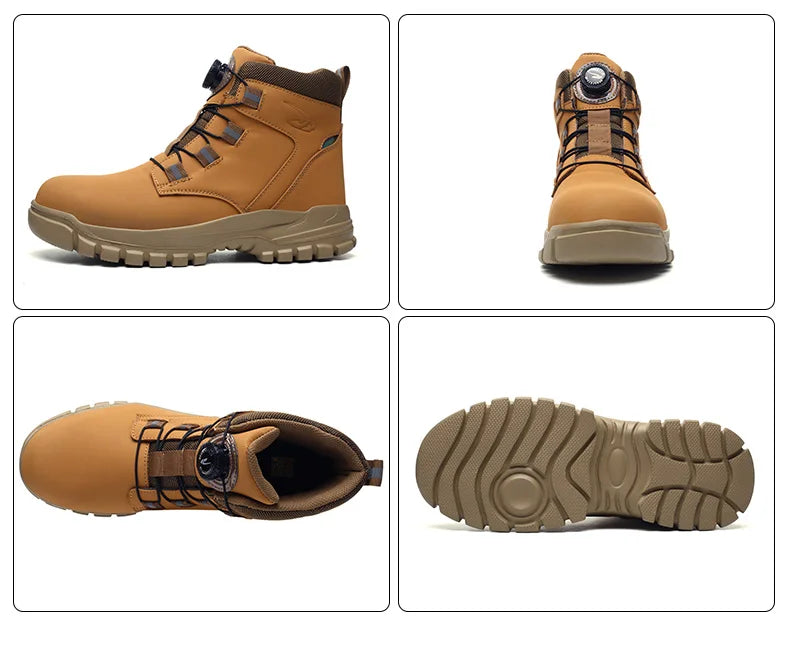 Waterproof Safety Boots Men Indestructible Steel Toe Work Boots Anti-smash Stab-resistant Safety Shoes Biker Botas Para Hombre - Shopfly.co.uk